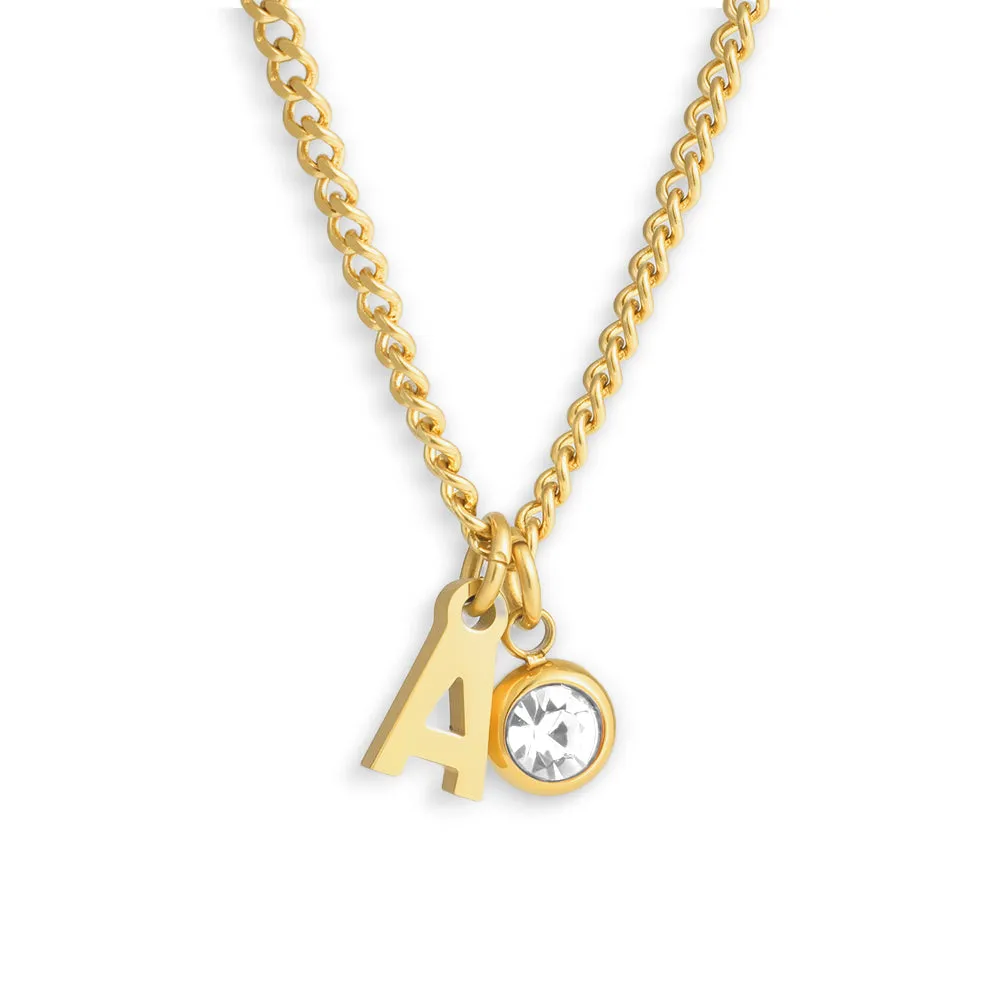 Custom/Personalized Initial Pendant Necklace w/ Birthstone sold by Evry Jewels