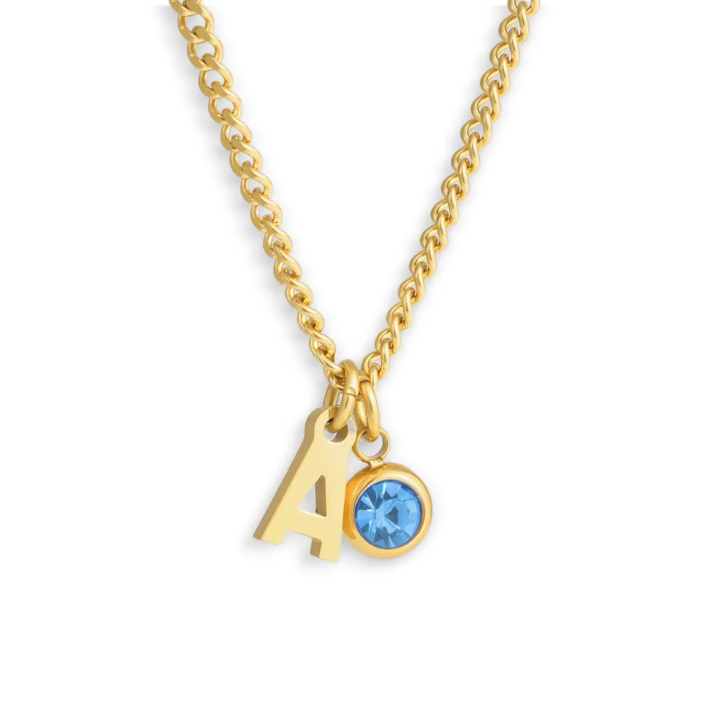 Custom/Personalized Initial Pendant Necklace w/ Birthstone sold by Evry Jewels product image thumbnail 2
