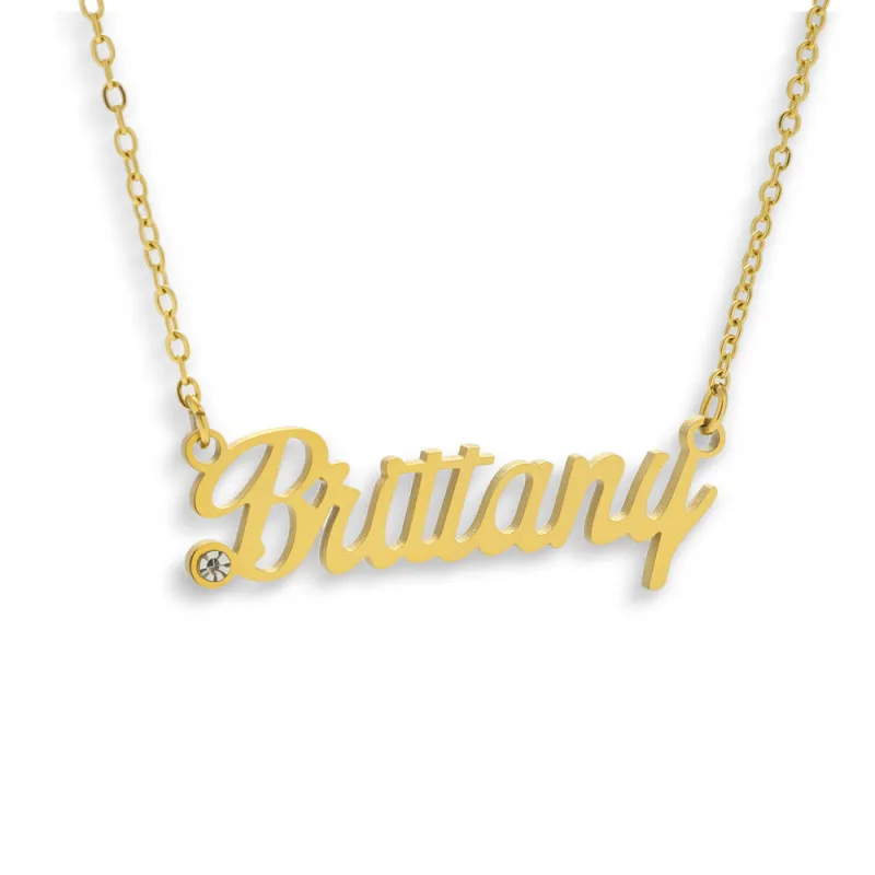 Custom/Personalized Nameplate with Gemstone Necklace sold by Evry Jewels