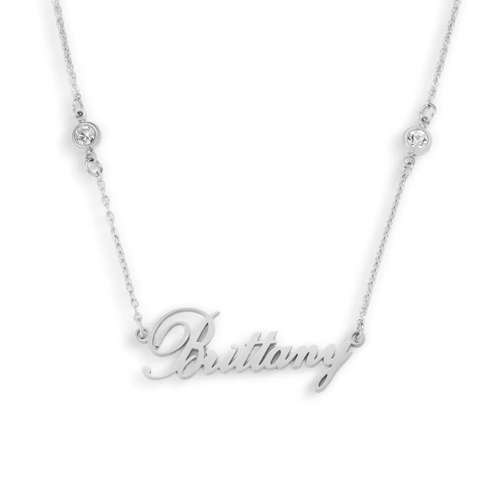 Custom/Personalized Nameplate with Gemstone Accents Necklace sold by Evry Jewels product image thumbnail 2