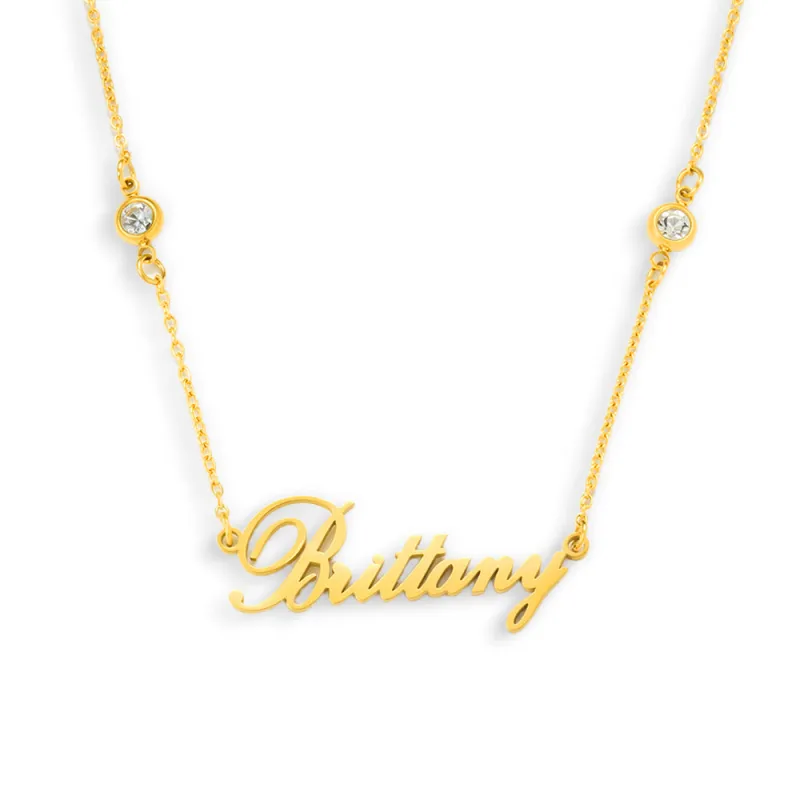 Custom/Personalized Nameplate with Gemstone Accents Necklace sold by Evry Jewels