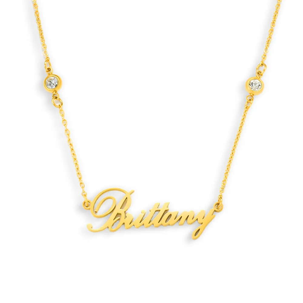 Custom/Personalized Nameplate with Gemstone Accents Necklace sold by Evry Jewels