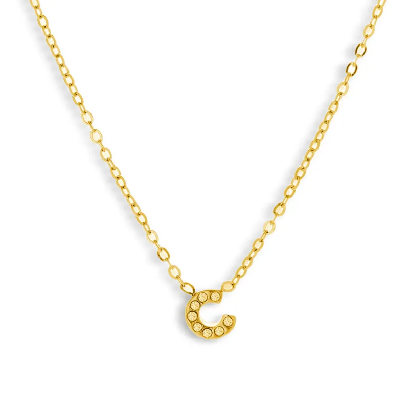Crystal C Initial Charm Necklace sold by Evry Jewels
