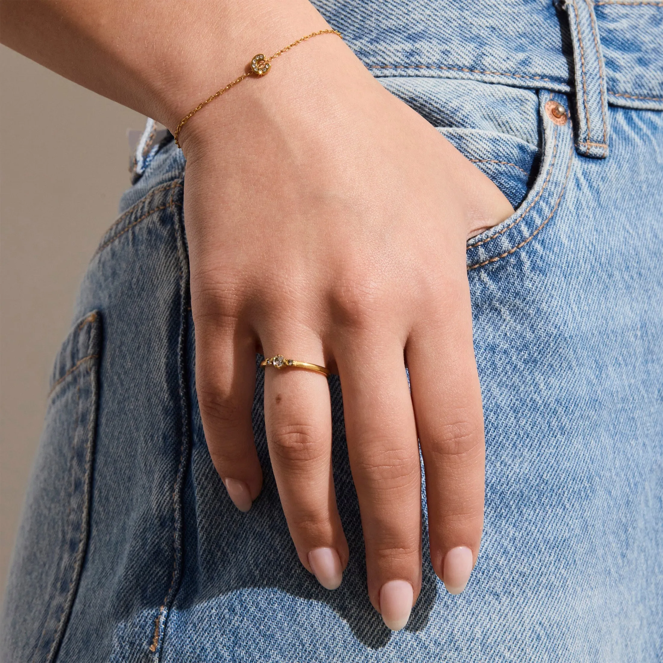 Crystal C Initial Bracelet sold by Evry Jewels product image thumbnail 2