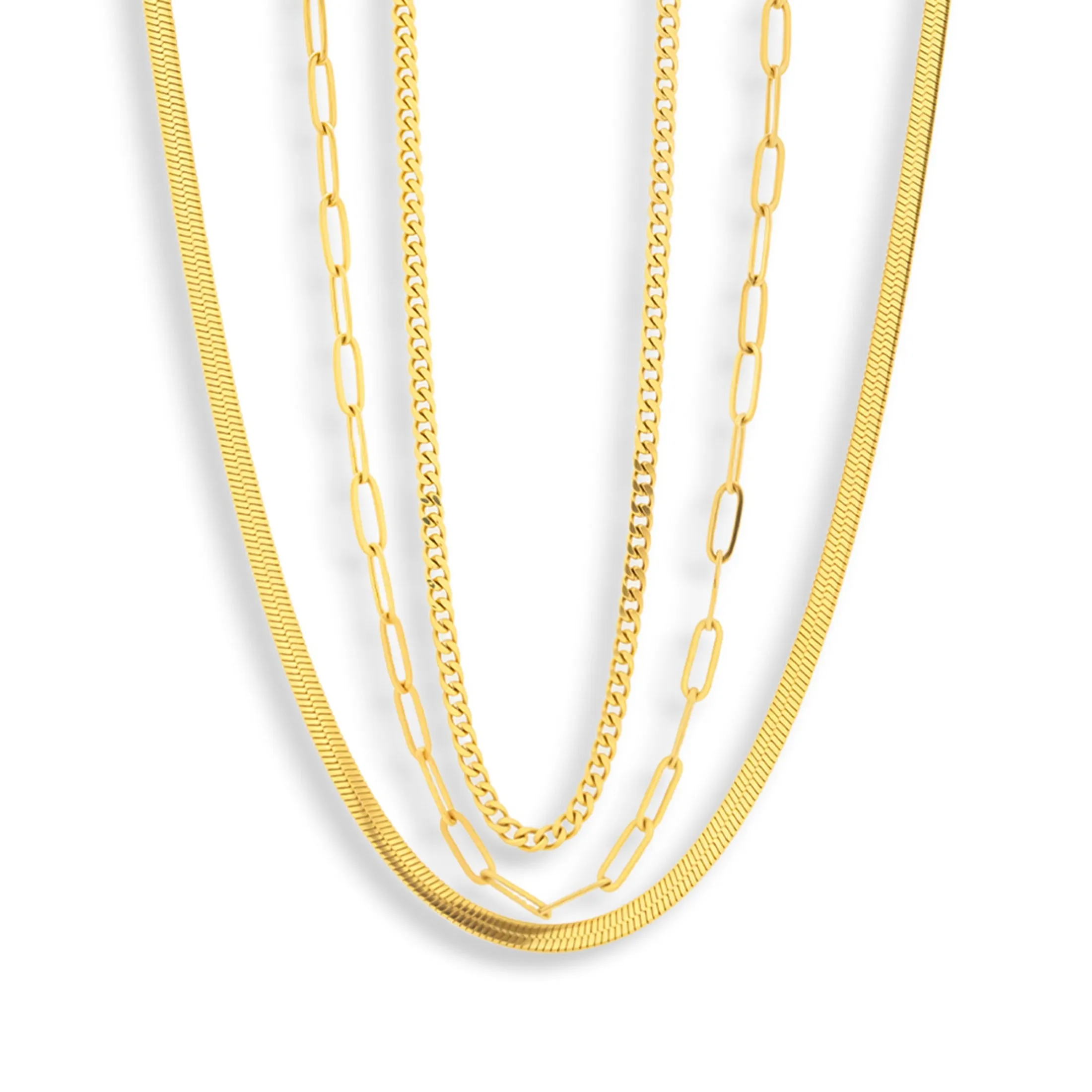 Triple Layer Chain Necklace Set sold by Evry Jewels