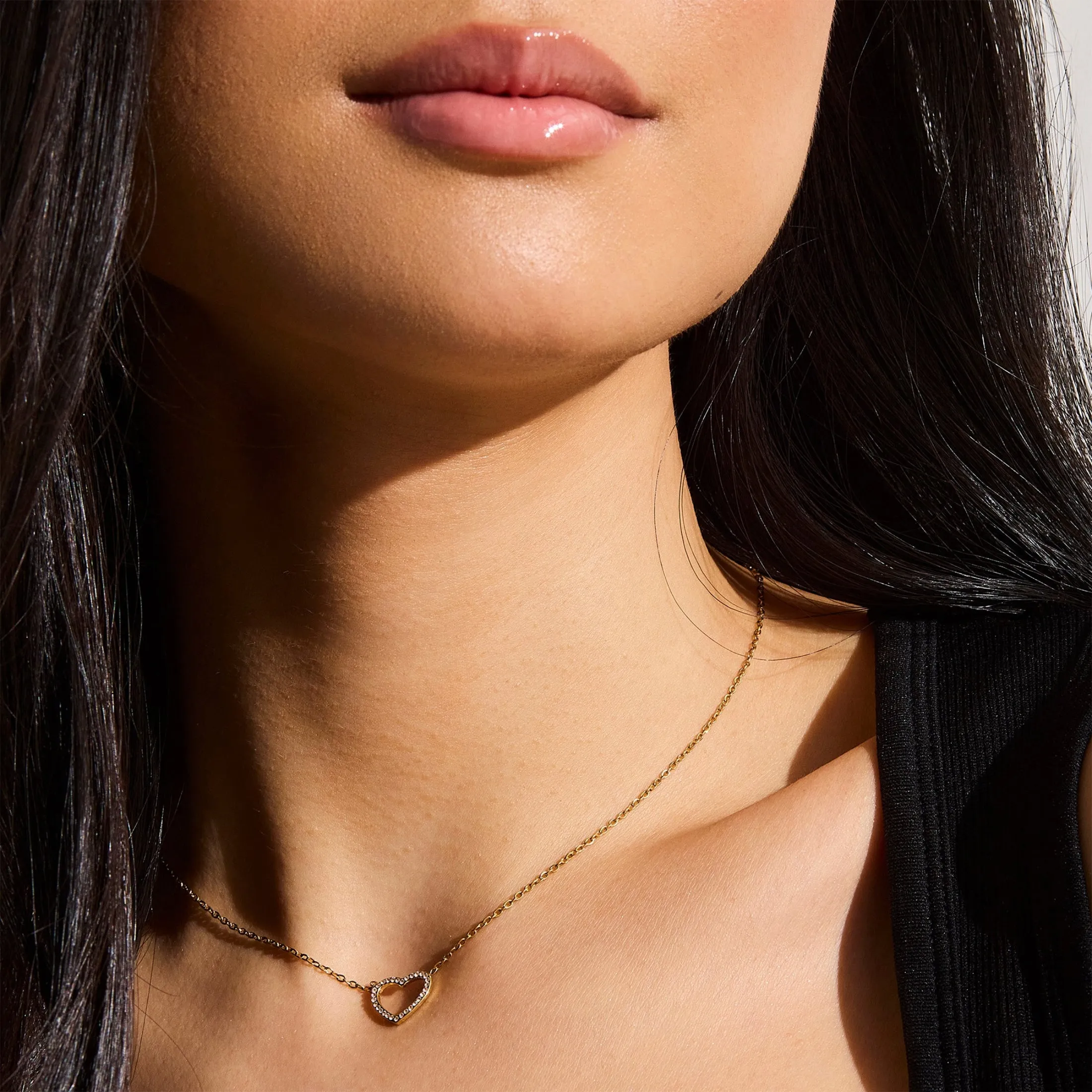Crystal Heart Outline Necklace sold by Evry Jewels