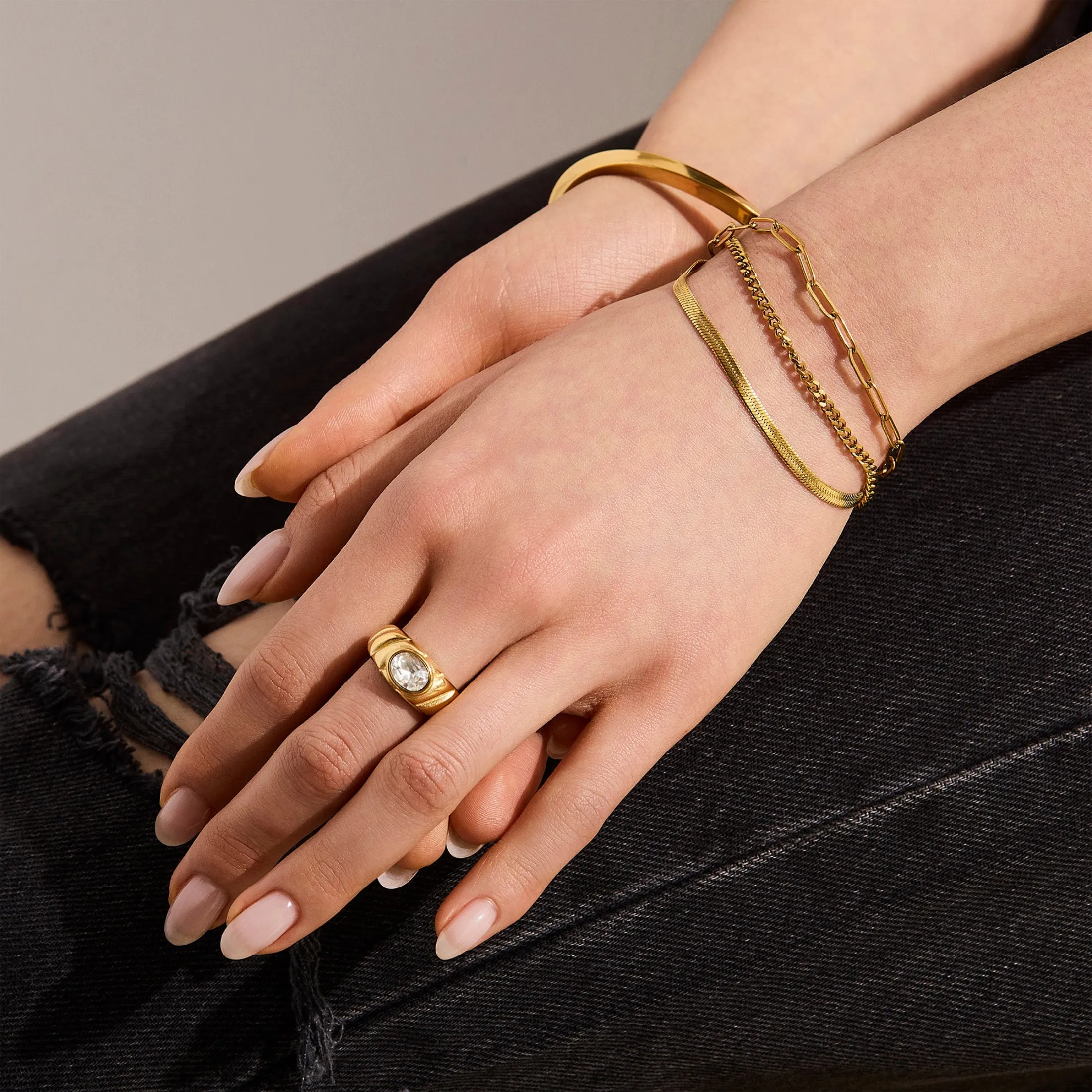 Triple Chain Mixed Link Bracelet sold by Evry Jewels product image thumbnail 2