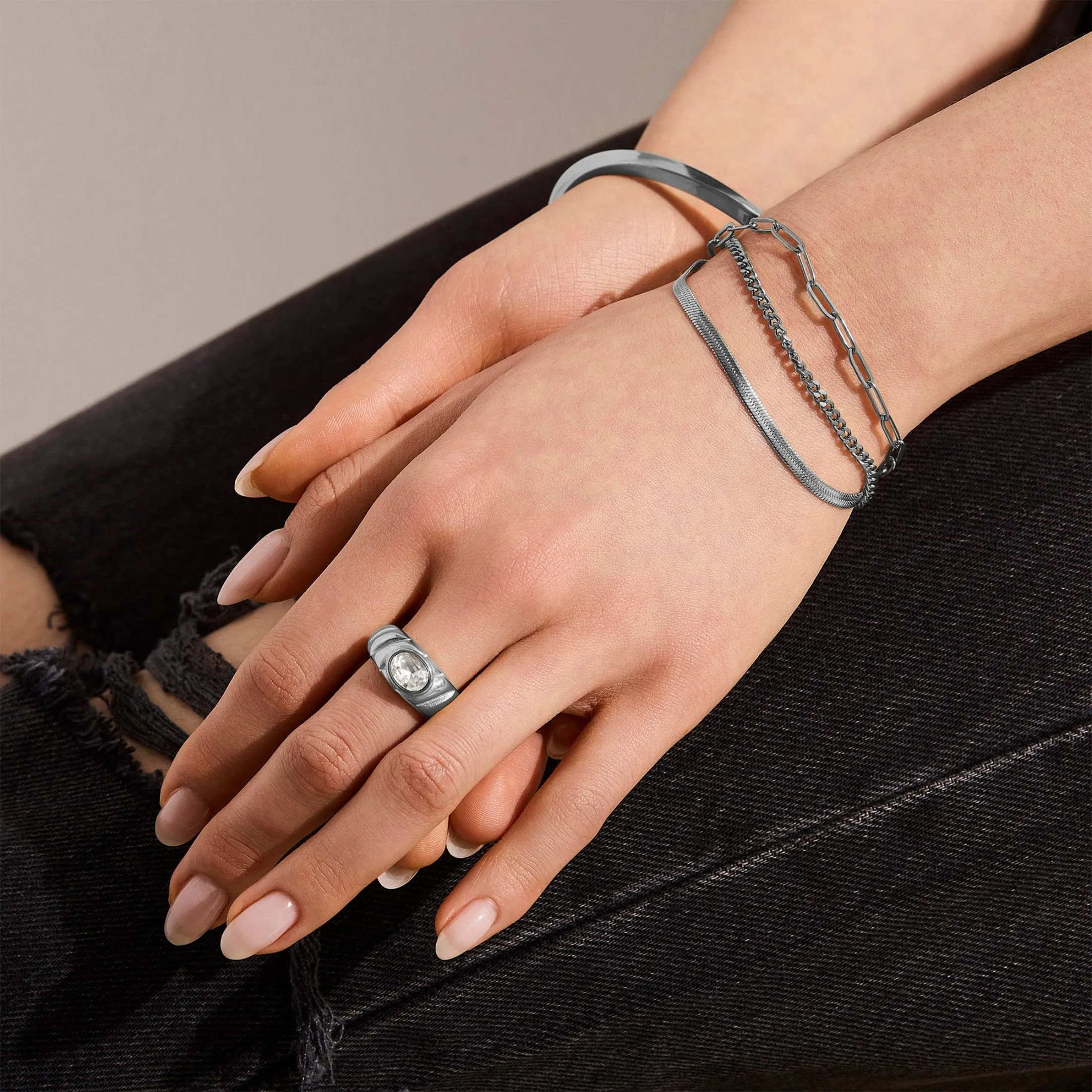 Triple Chain Mixed Link Bracelet sold by Evry Jewels product image thumbnail 4