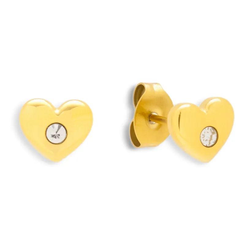 Crystal Heart Stud Earrings sold by Evry Jewels