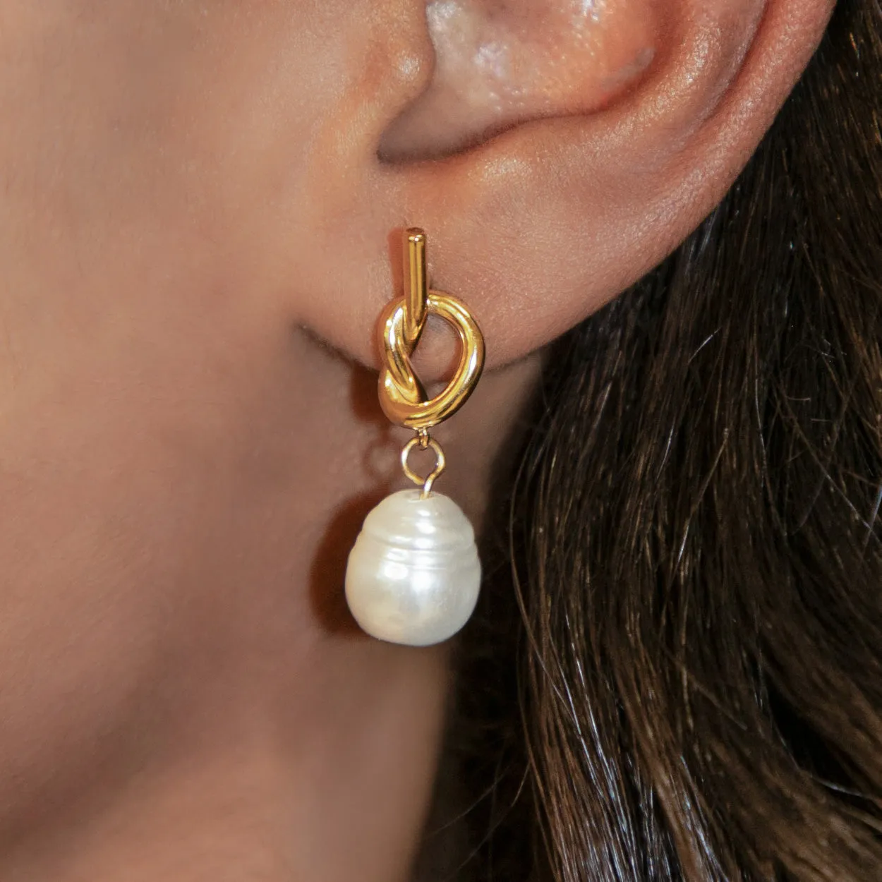 Infinity Pearl Earrings sold by Evry Jewels