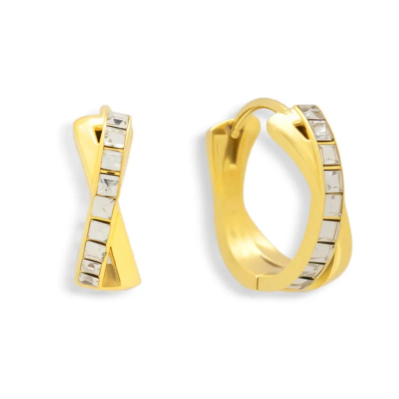 Crystal Twist Hoop Earrings made by Evry Jewels