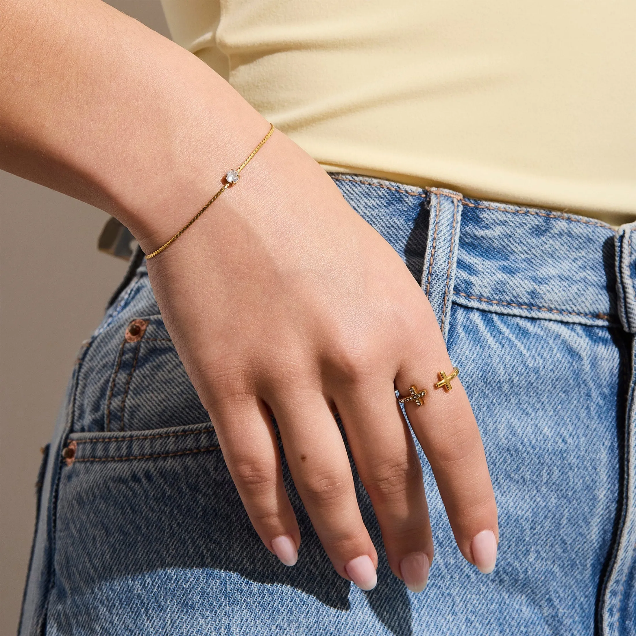 Dainty Crystal Charm Bracelet sold by Evry Jewels product image thumbnail 2