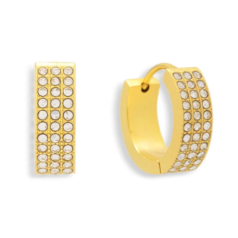 Pavé Crystal Huggie Hoop Earrings sold by Evry Jewels