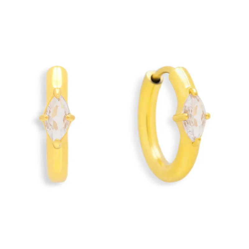 Marquise Crystal Huggie Hoop Earrings sold by Evry Jewels