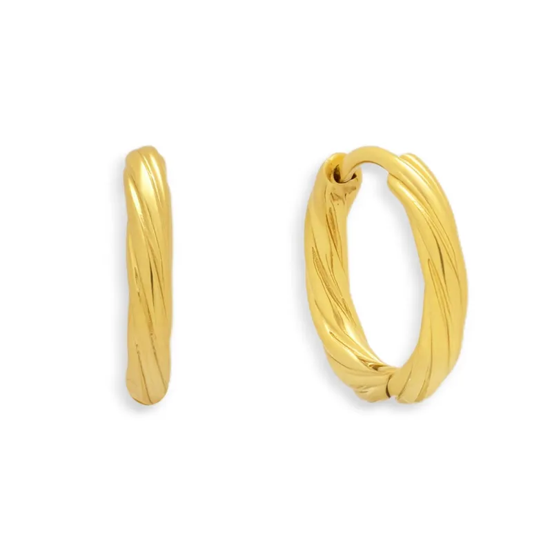 Twist Texture Huggie Hoop Earrings sold by Evry Jewels