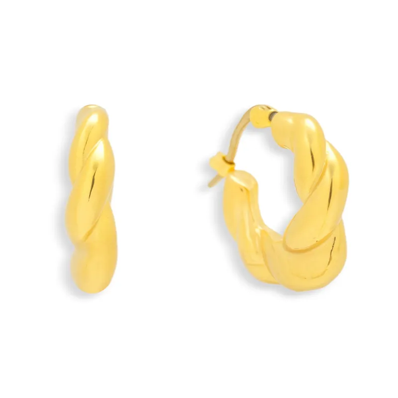 Chunky Twisted Hoop Earrings sold by Evry Jewels