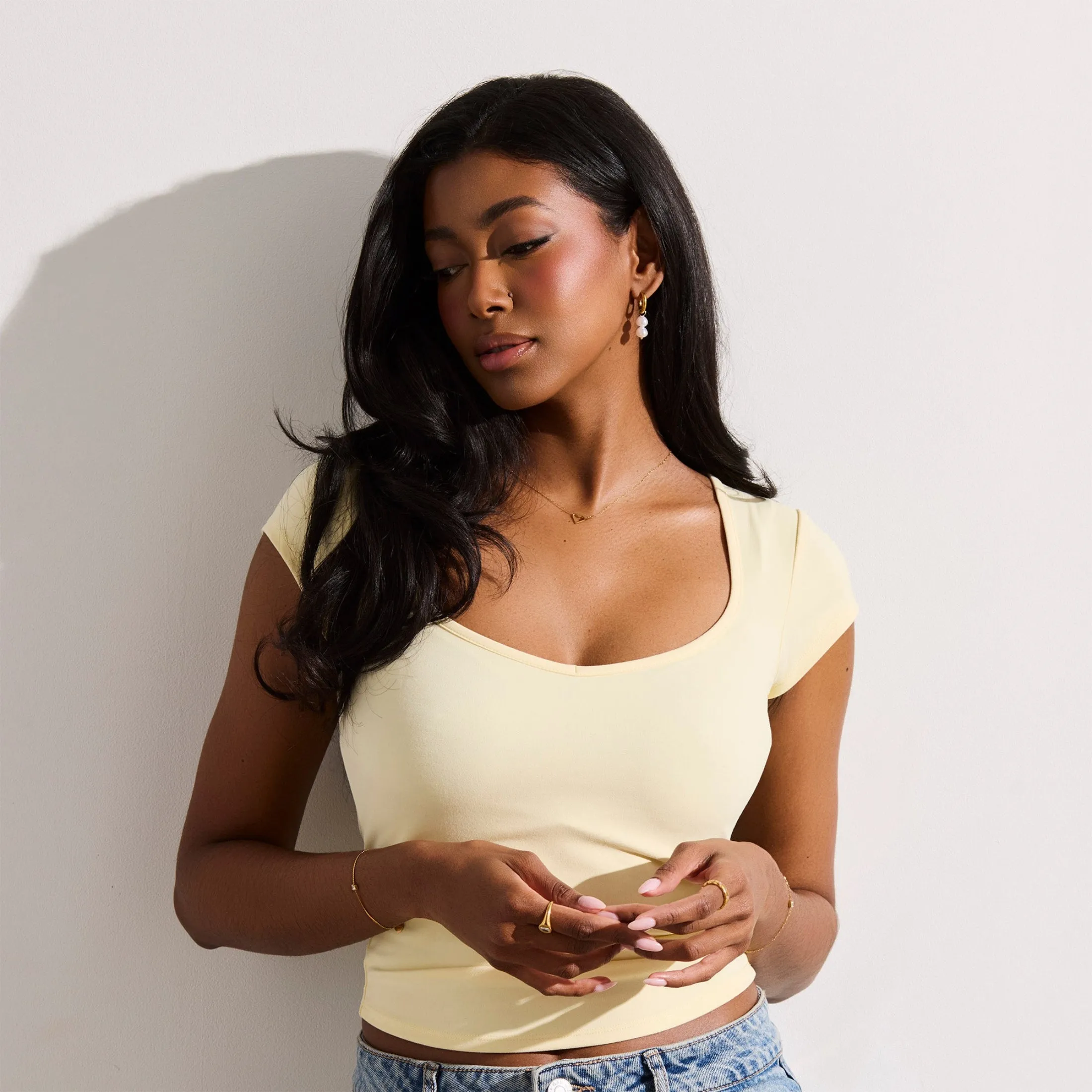 Double Pearl Drop Hoop Earrings sold by Evry Jewels product image thumbnail 2