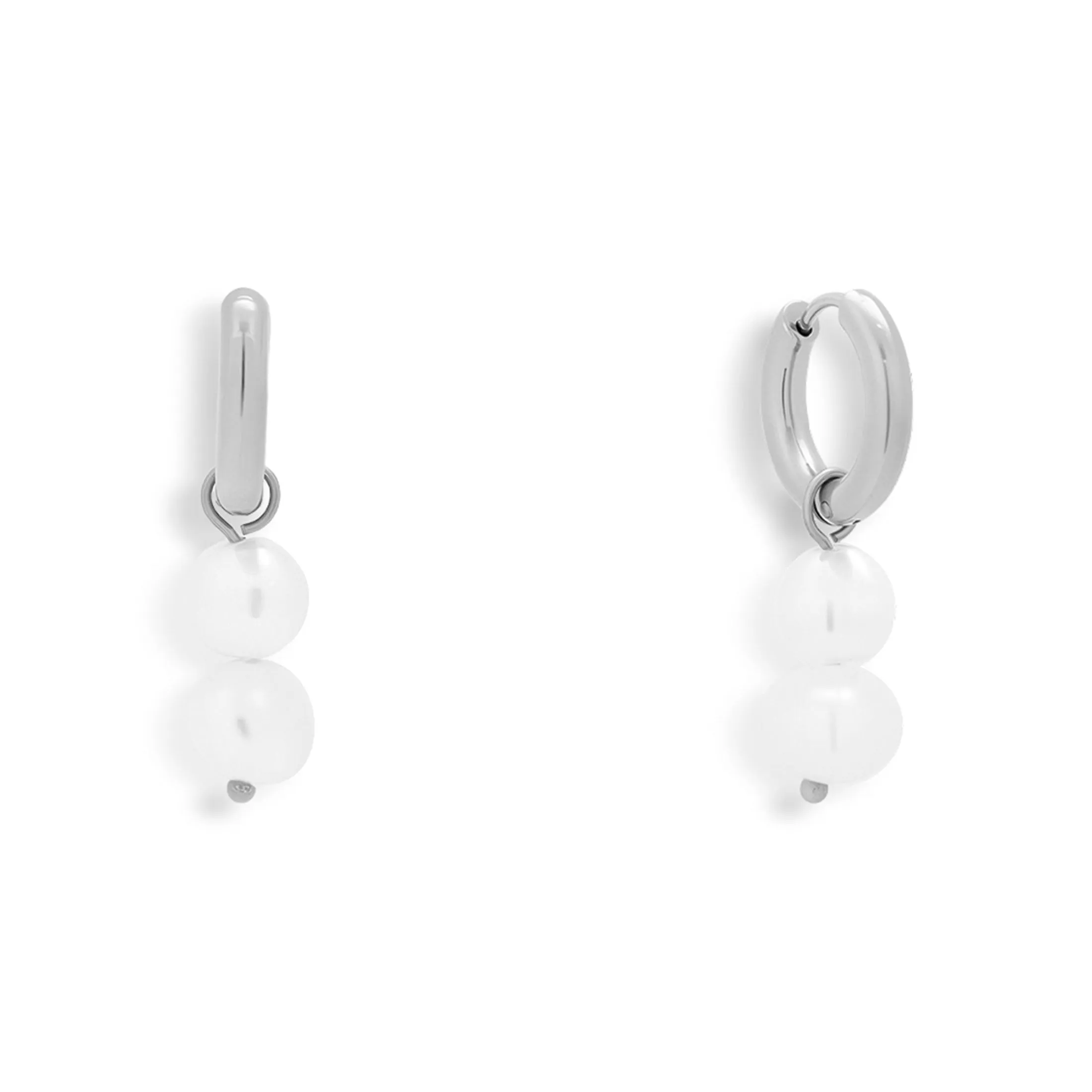 Double Pearl Drop Hoop Earrings sold by Evry Jewels product image thumbnail 4
