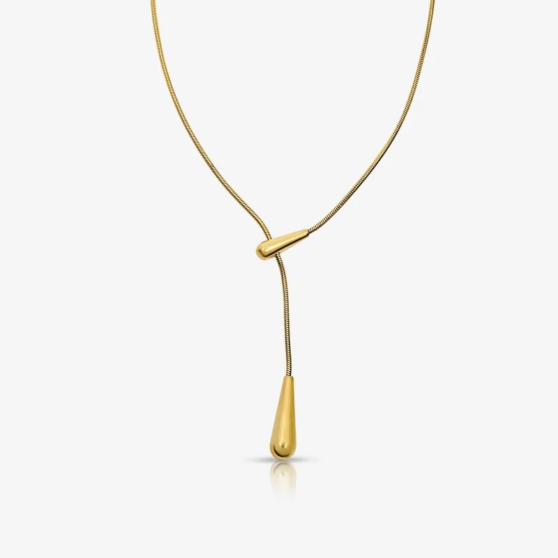 Golden Drip Lariat Necklace sold by Evry Jewels