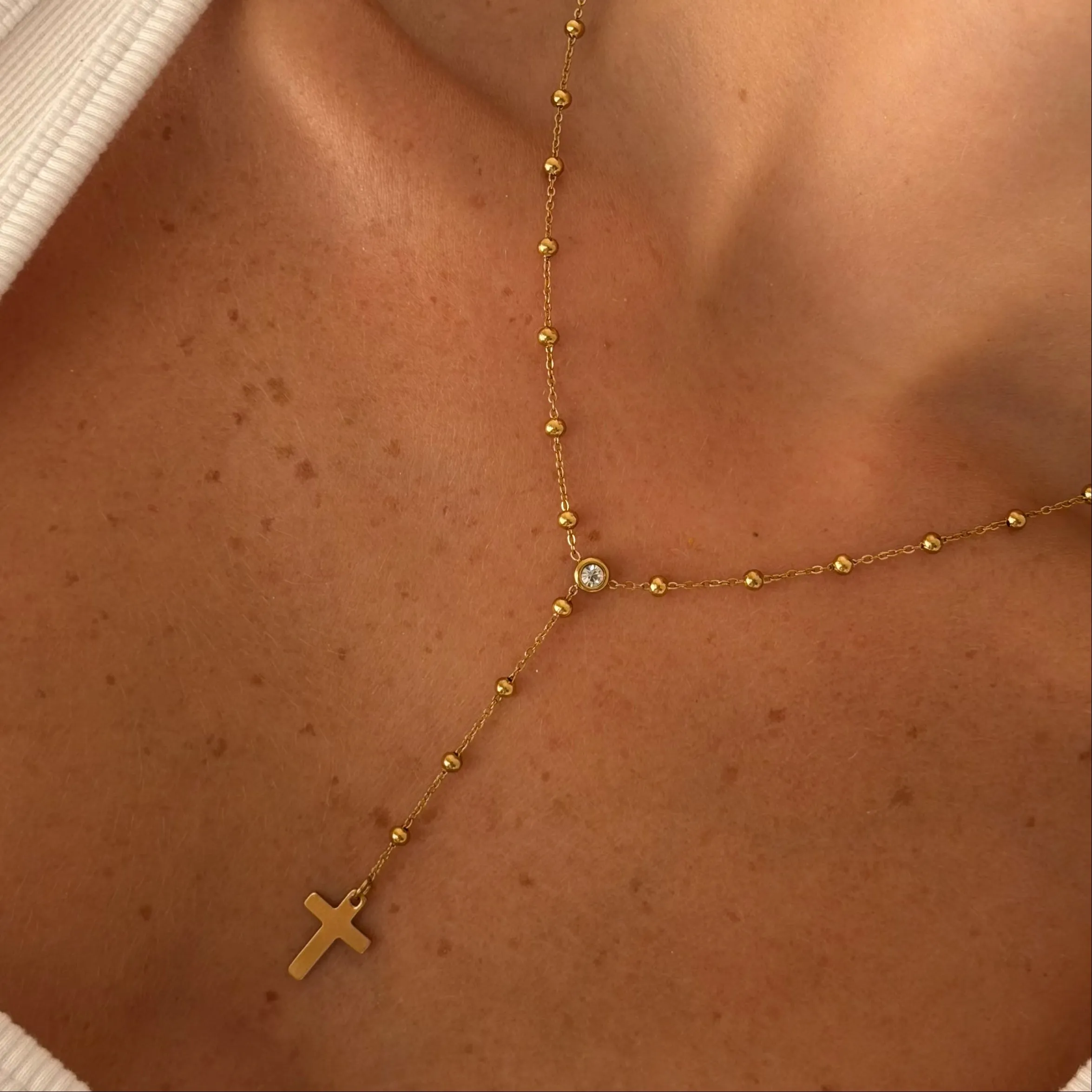 Alessia Lariat Cross Necklace sold by Evry Jewels