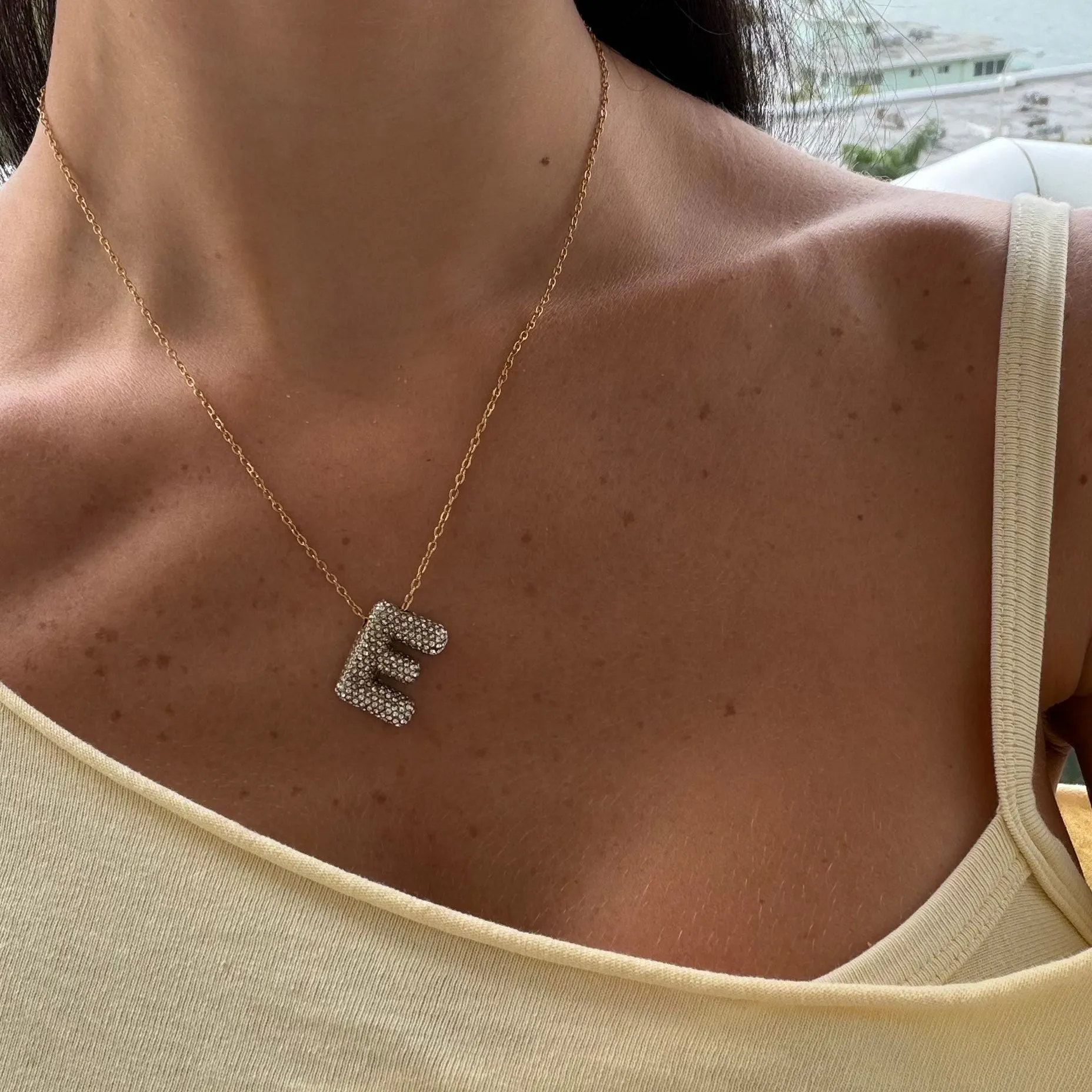 Pave Bubble Letter Necklace sold by Evry Jewels product image thumbnail 4