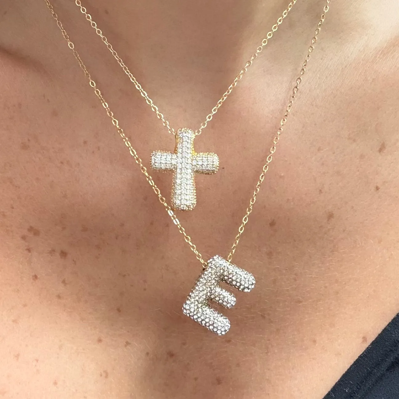 Pave Bubble Letter Necklace sold by Evry Jewels product image thumbnail 2