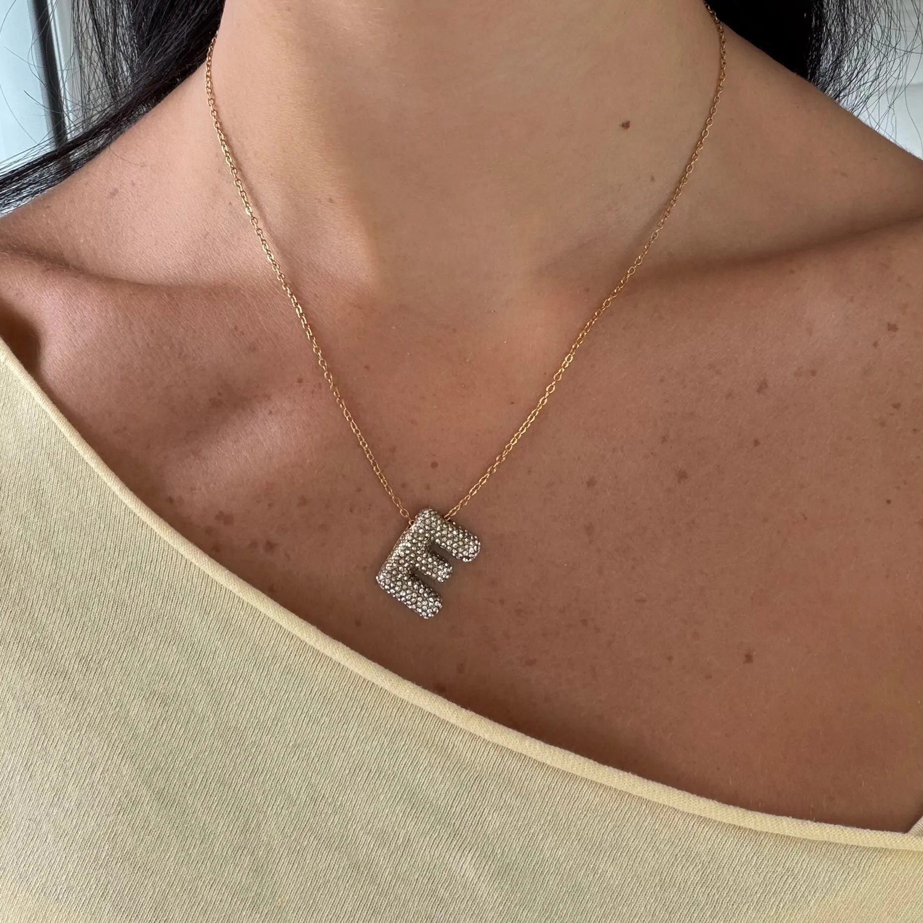 Pave Bubble Letter Necklace sold by Evry Jewels