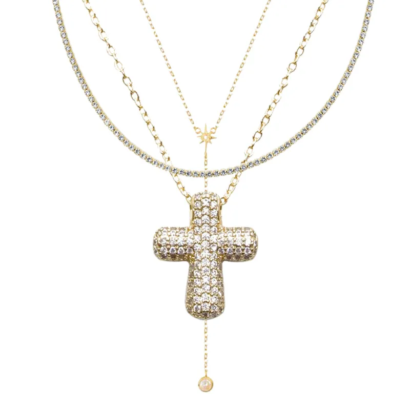 Icy Cross 3-Piece Necklace Bundle made by Evry Jewels