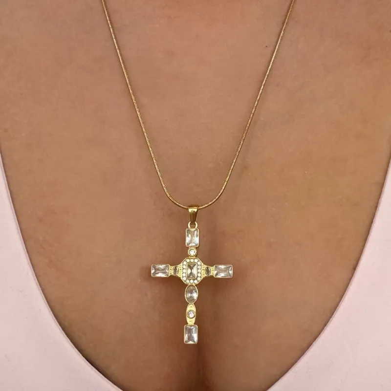Gem Up Cross Necklace made by Evry Jewels