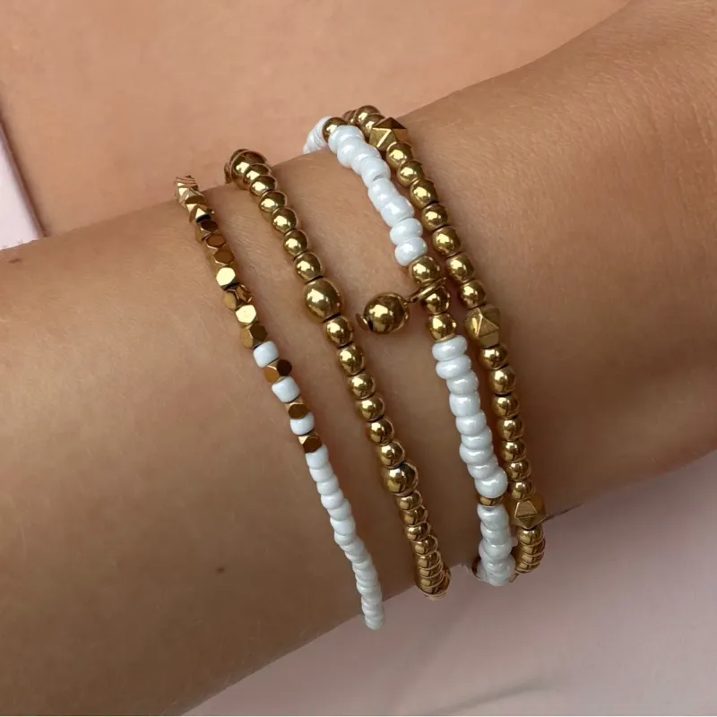 Golden Hour Beaded Bracelet 4 Piece Set made by Evry Jewels