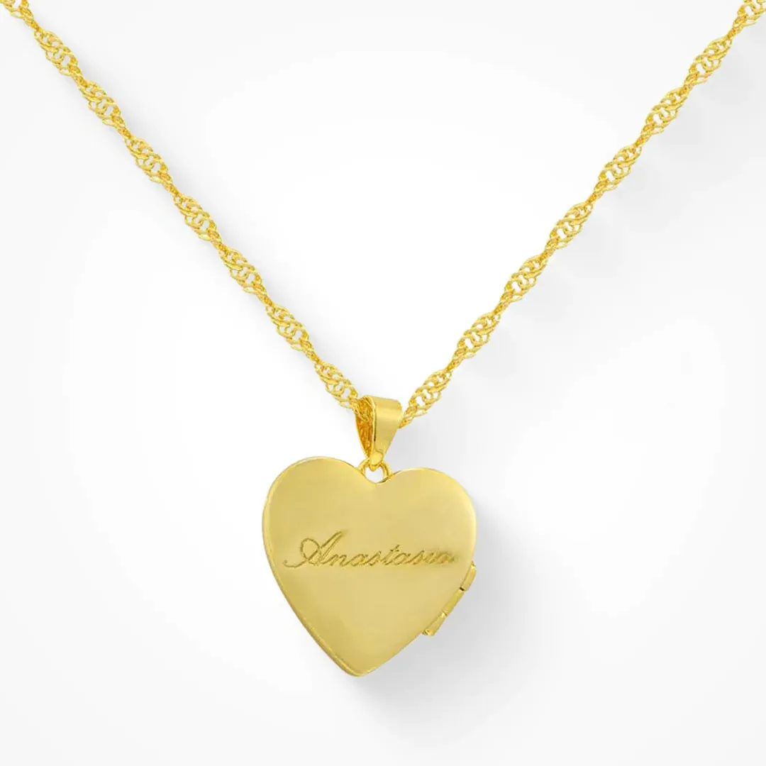 Custom/Personalized Heart Locket Necklace sold by Evry Jewels