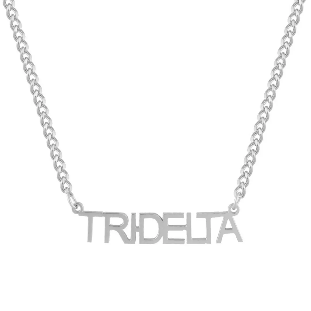 Sorority Custom/Personalized Block Curb Nameplate Necklace sold by Evry Jewels product image thumbnail 2