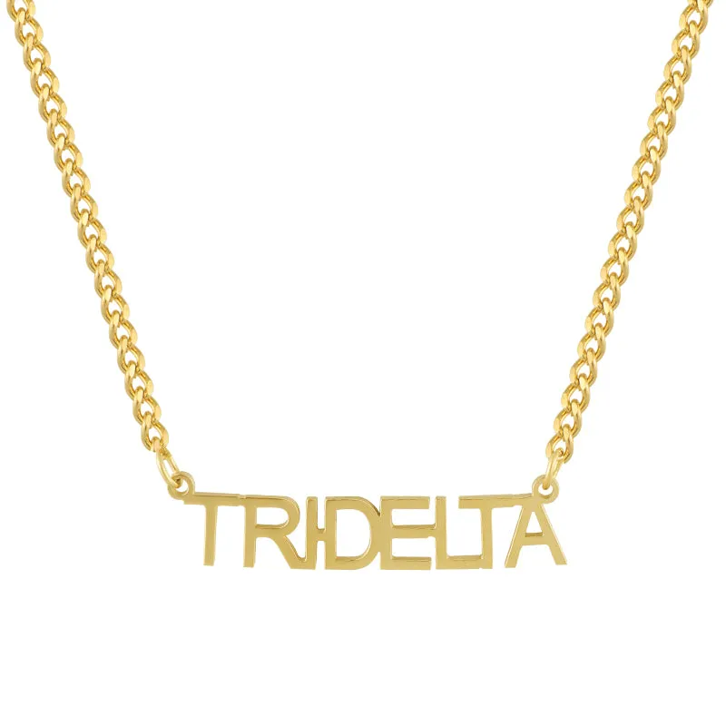 Sorority Custom/Personalized Block Curb Nameplate Necklace sold by Evry Jewels