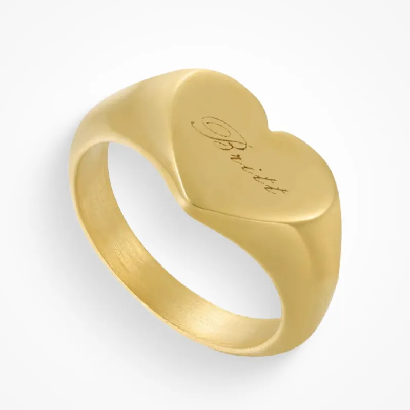 Custom/Personalized Heart Signet Ring sold by Evry Jewels