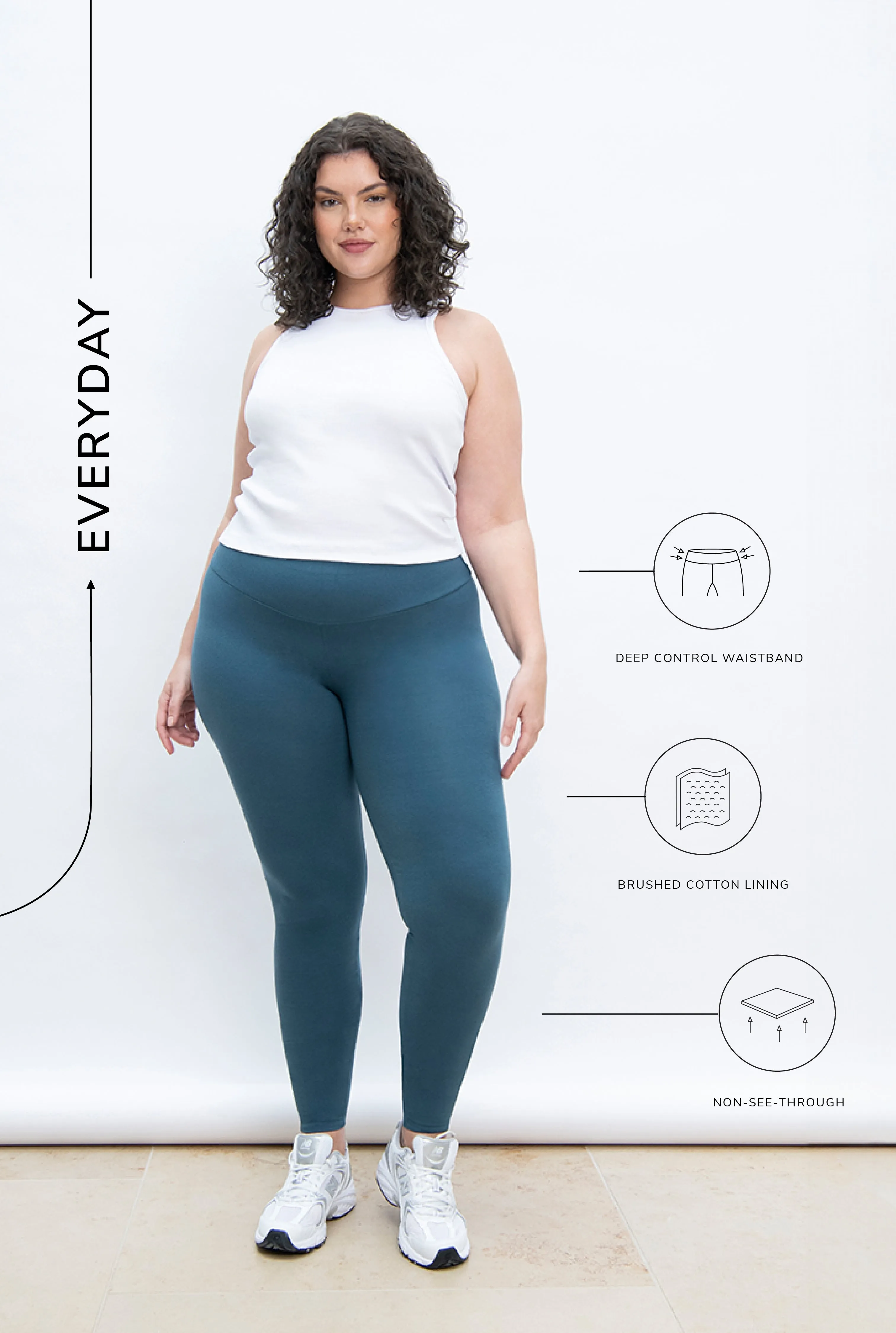 Everyday High Waisted Leggings - Petrol Blue sold by LOVALL product image thumbnail 3