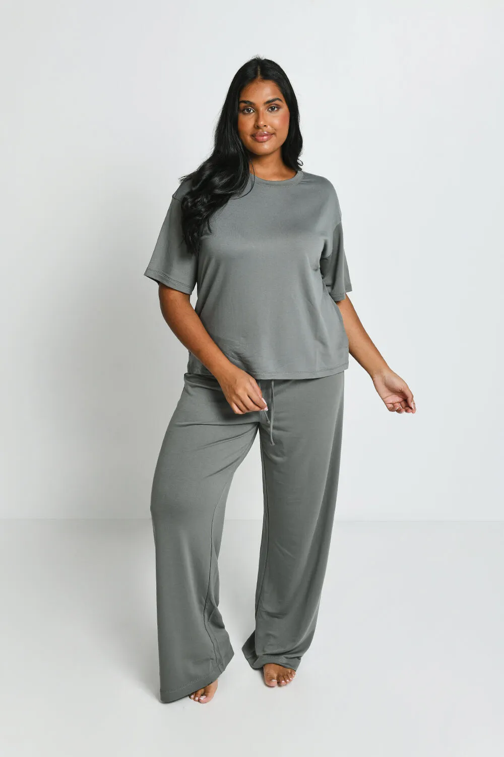 Curve Soft Touch Wide Leg Lounge Set - Green sold by LOVALL
