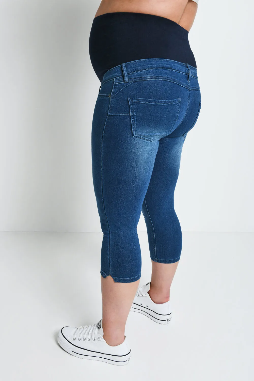 Maternity Cropped Jeggings - Mid Blue sold by LOVALL product image thumbnail 3