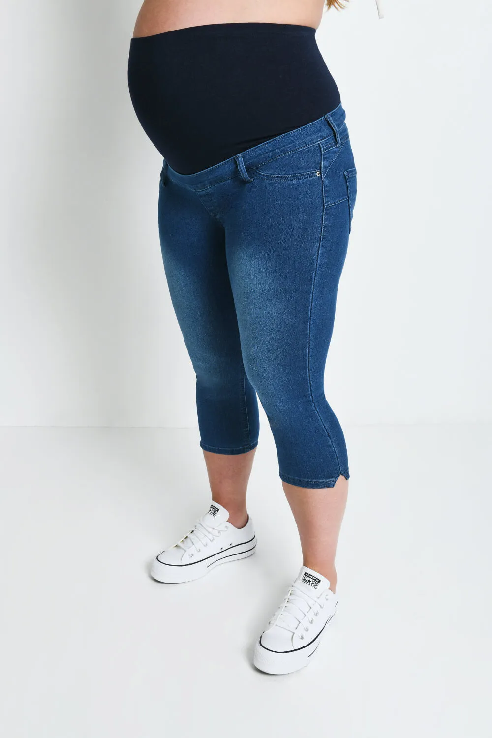 Maternity Cropped Jeggings - Mid Blue sold by LOVALL product image thumbnail 2