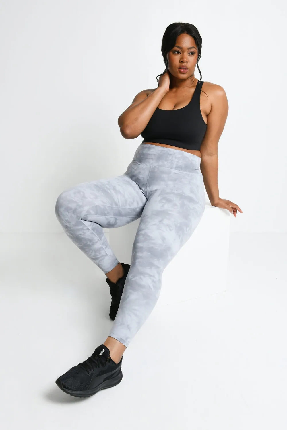 Curve Revitalise 7/8 High Waisted Leggings - Sky Grey Tie Dye sold by LOVALL product image thumbnail 5