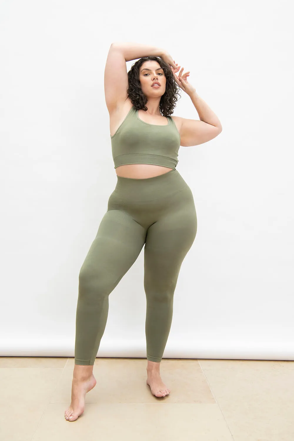 Curve Ultimate High Waisted Seamless Leggings - Sage Green sold by LOVALL product image thumbnail 5