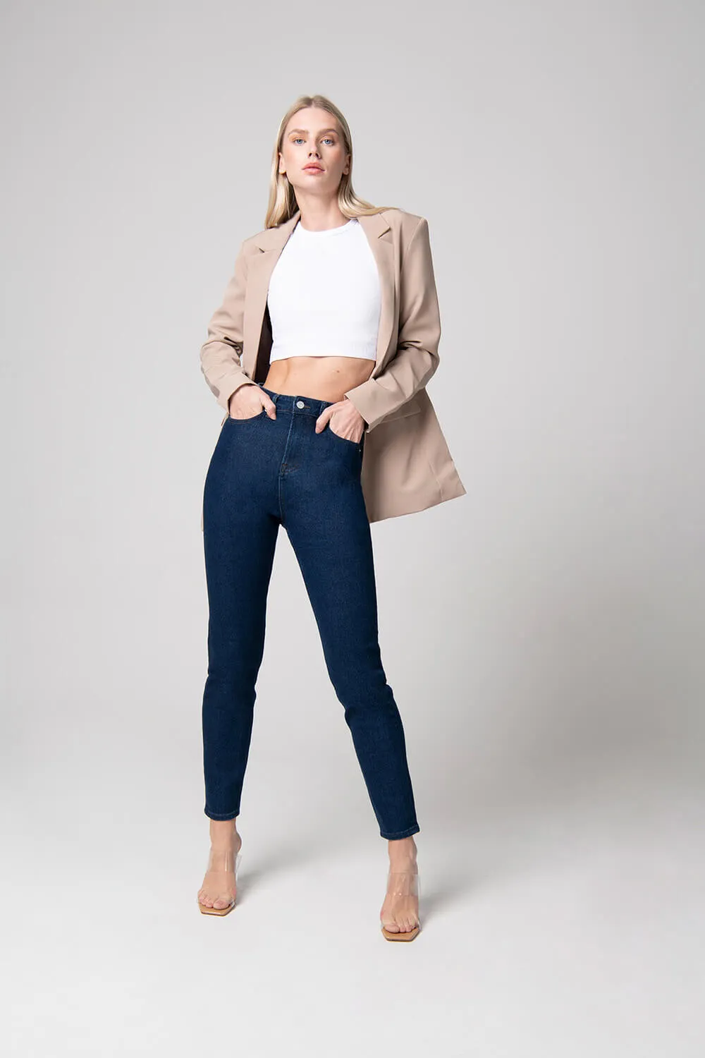 Slim Fit Mom Jeans - Dark Blue sold by LOVALL