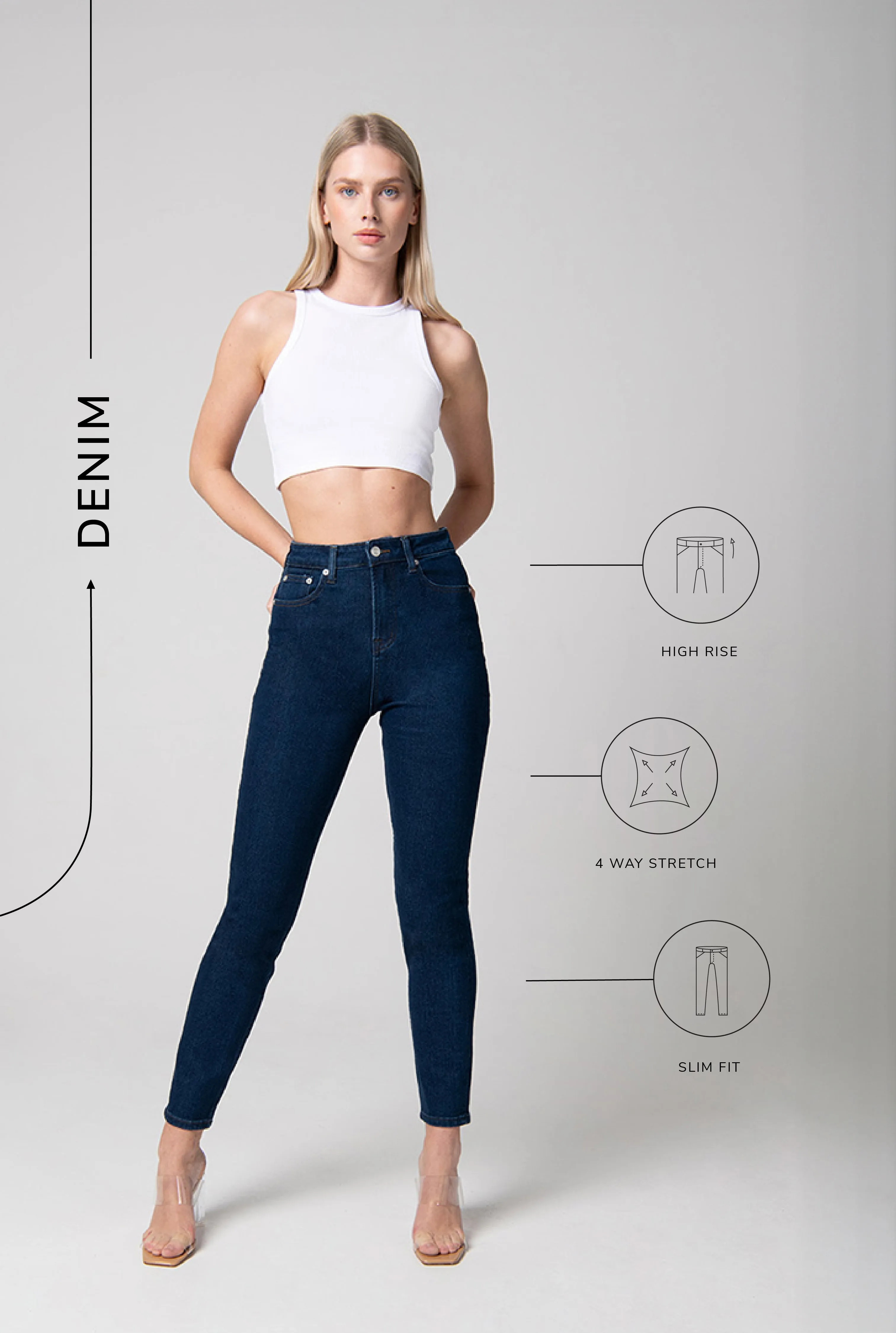 Slim Fit Mom Jeans - Dark Blue sold by LOVALL product image thumbnail 3