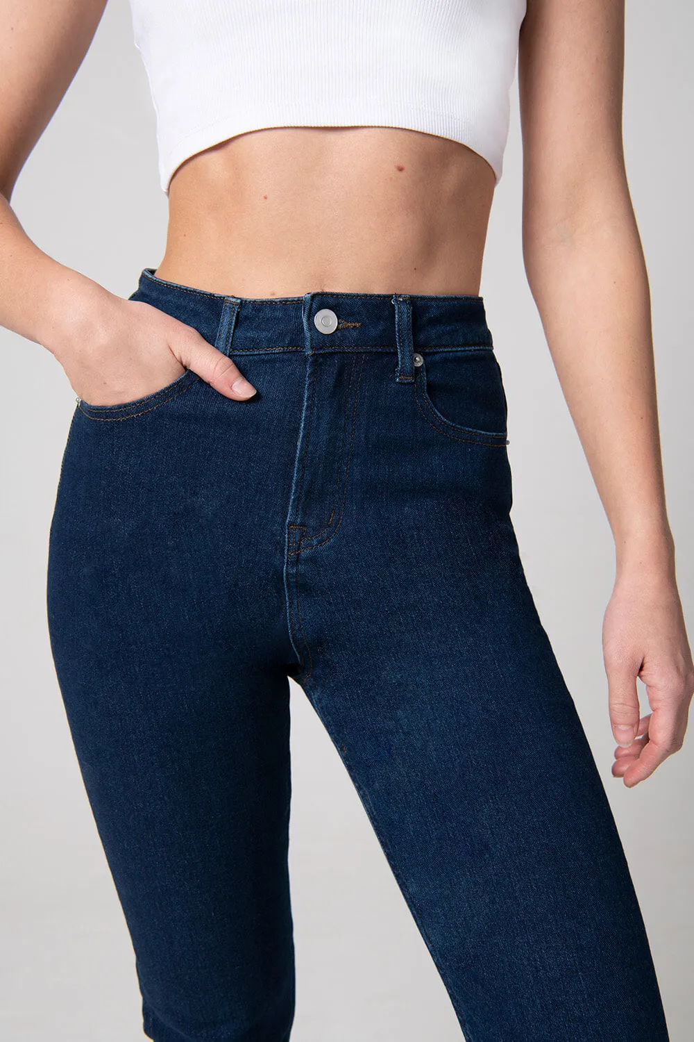 Slim Fit Mom Jeans - Dark Blue sold by LOVALL product image thumbnail 5