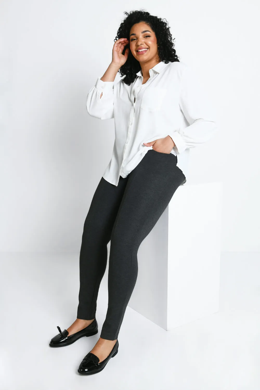 Curve Treggings - Grey Marl sold by LOVALL product image thumbnail 5