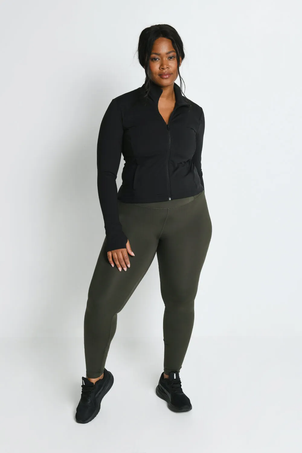 Curve Focus High Waisted Sports Leggings - Olive Green sold by LOVALL