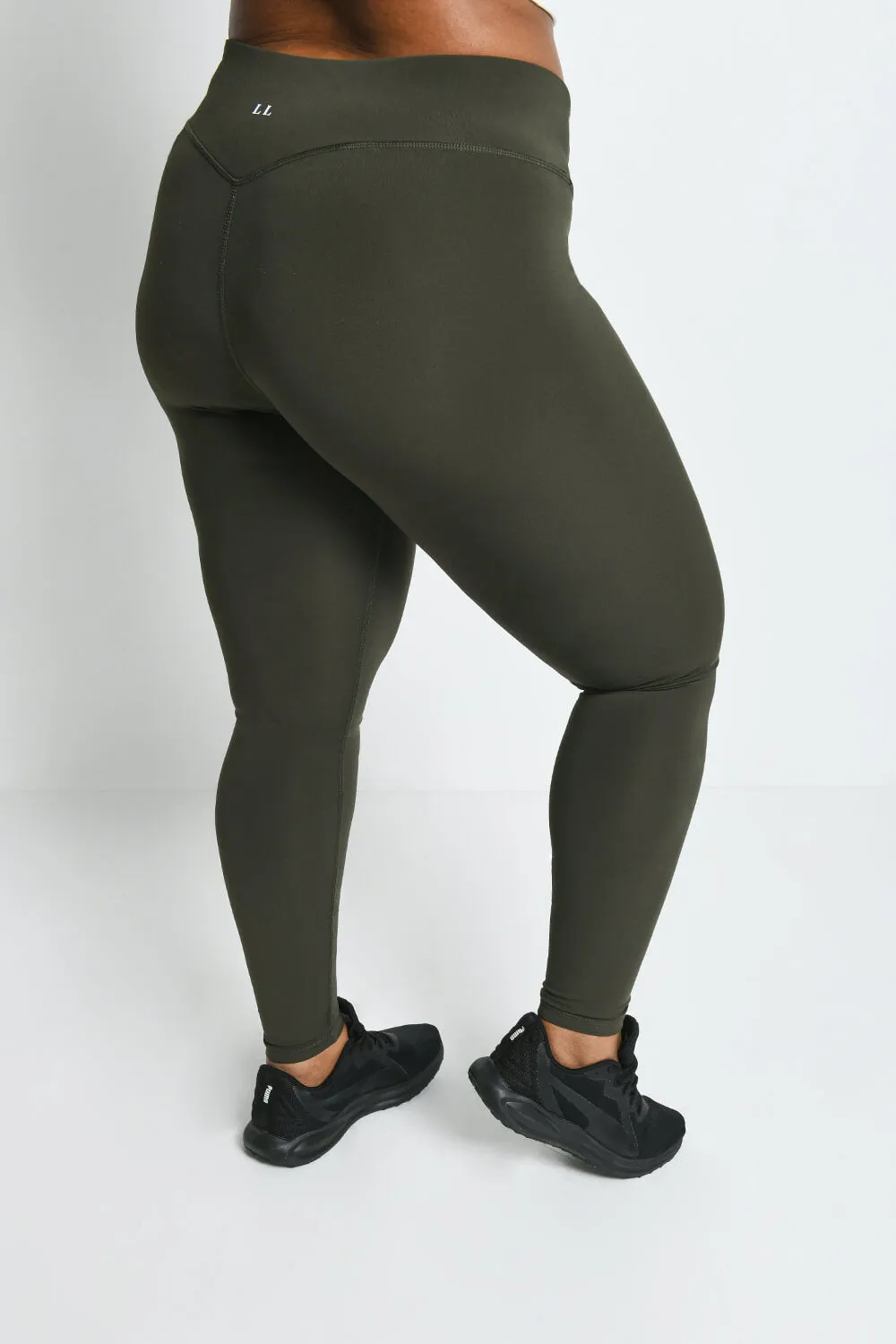 Curve Focus High Waisted Sports Leggings - Olive Green sold by LOVALL product image thumbnail 3