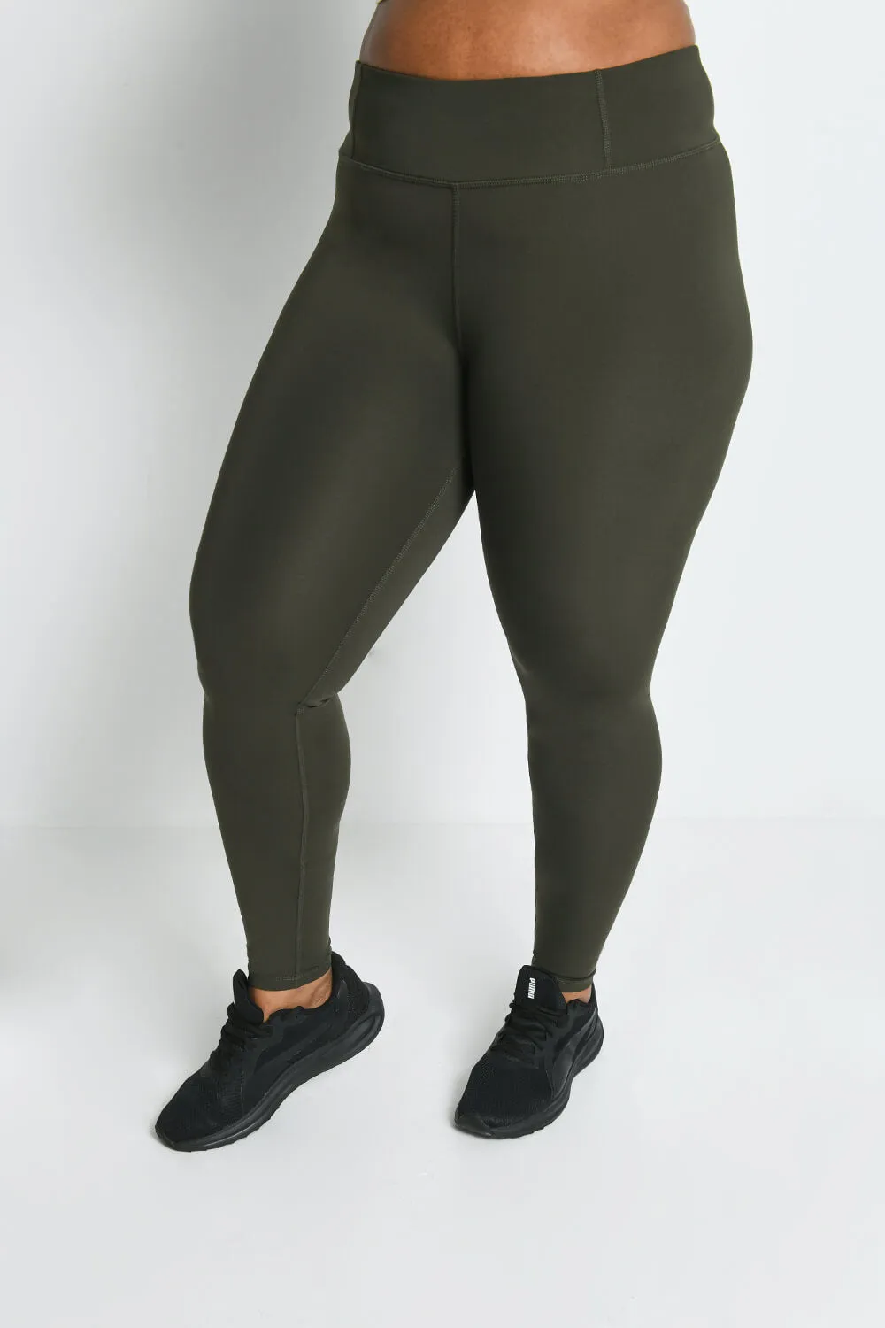 Curve Focus High Waisted Sports Leggings - Olive Green sold by LOVALL product image thumbnail 2