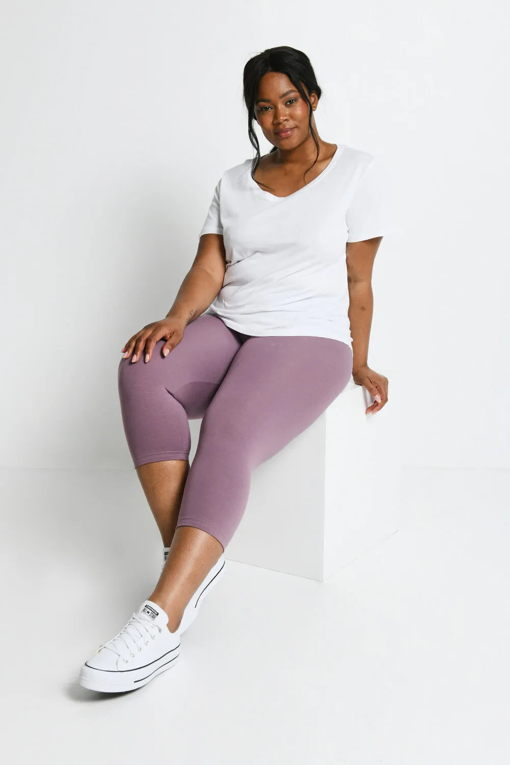 Curve Everyday Cropped Leggings - Elderberry Purple sold by LOVALL product image thumbnail 5