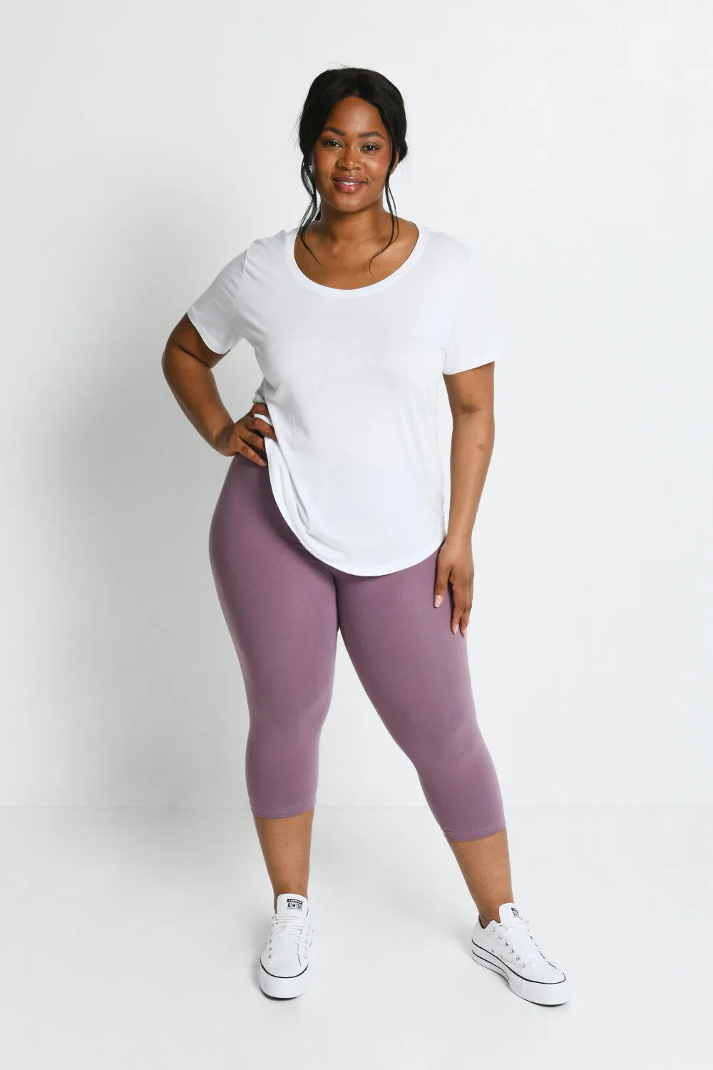 Curve Everyday Cropped Leggings - Elderberry Purple sold by LOVALL