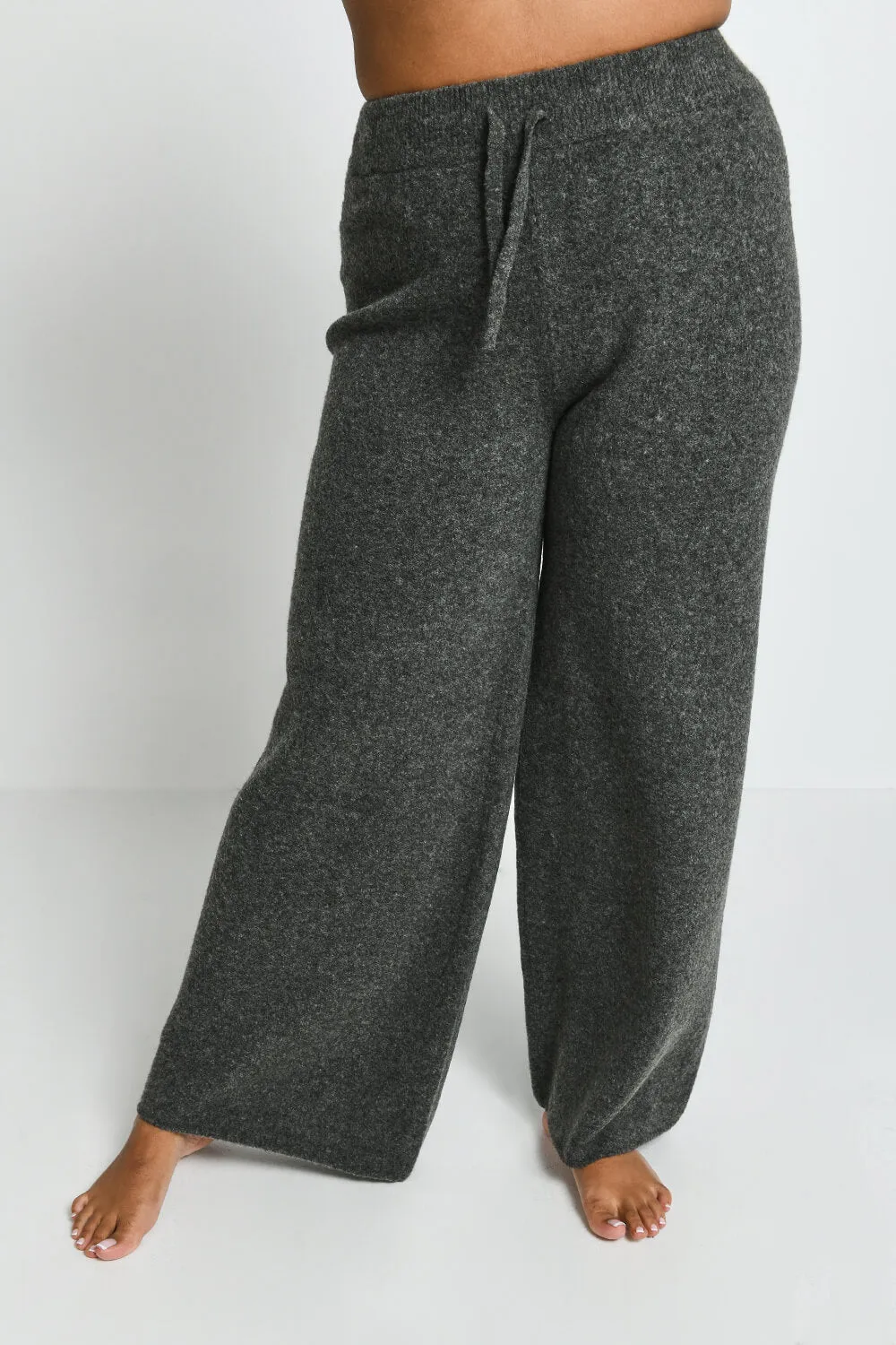 Curve Knit Wide Leg Lounge Trousers - Grey sold by LOVALL product image thumbnail 3